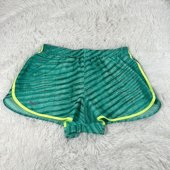 Under Armour Turquoise Green Striped Athletic Shorts - Picture 1 of 8